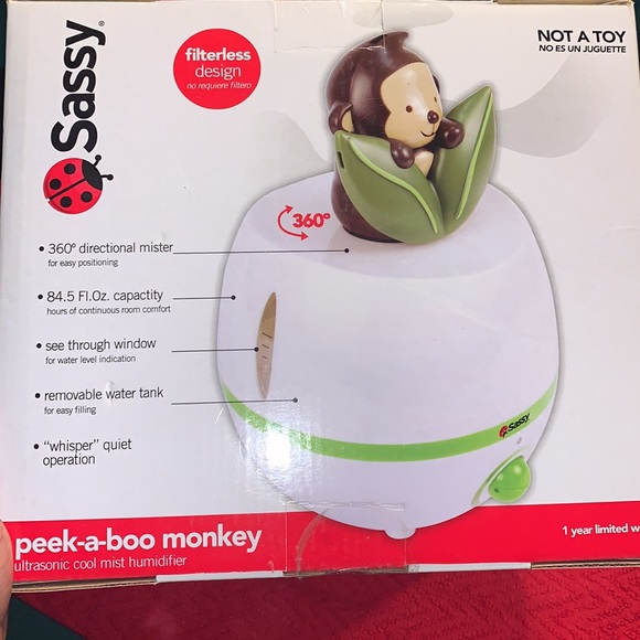 COPY - Sassy Peek-a-boo monkey ultrasonic cool mist humidifier - Picture 2 of 5